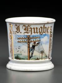 A Linesman's Porcelain Occupational Shaving Mug