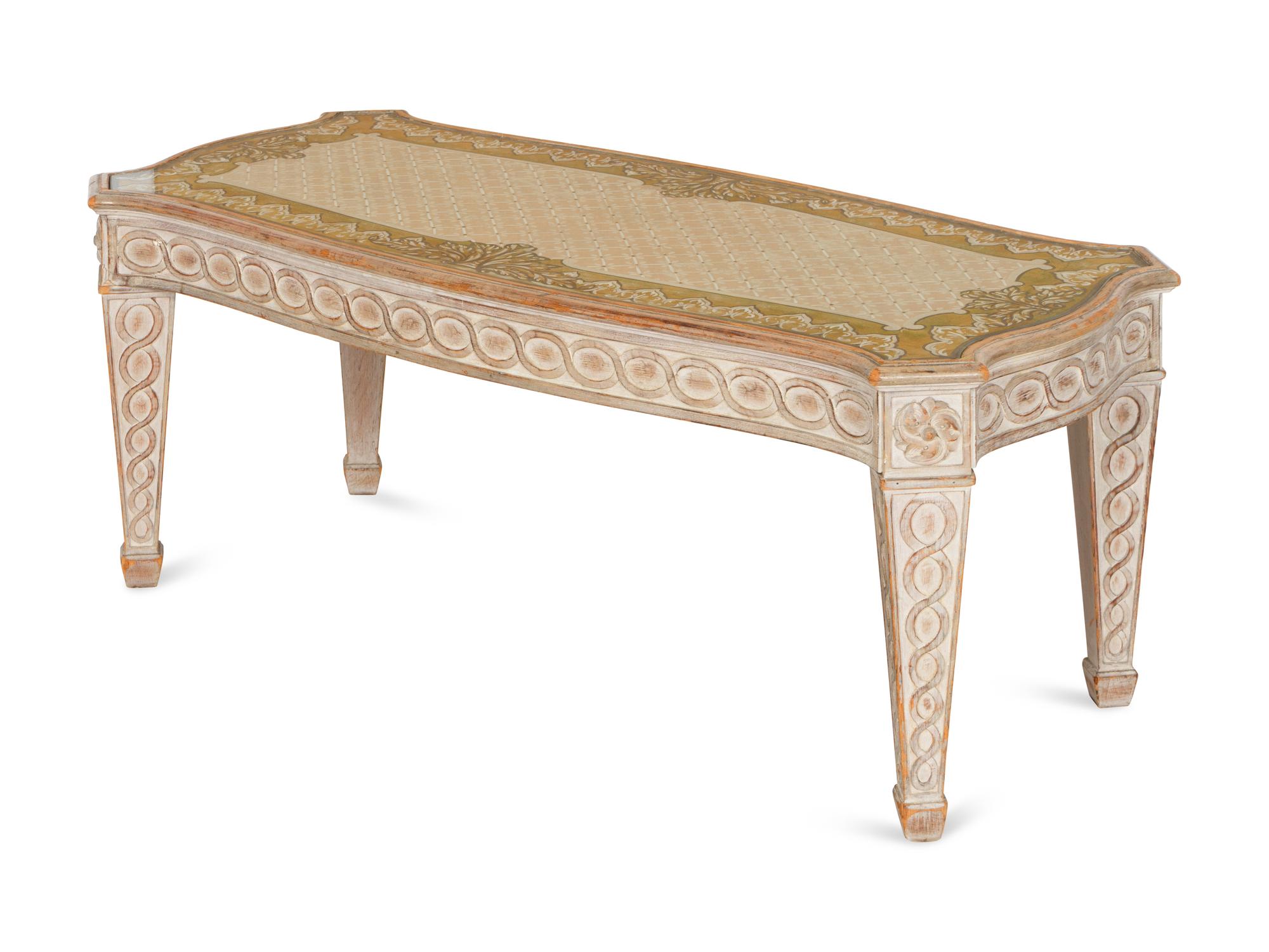 An Italian Cream-Painted and Parcel Gilt Cocktail Table