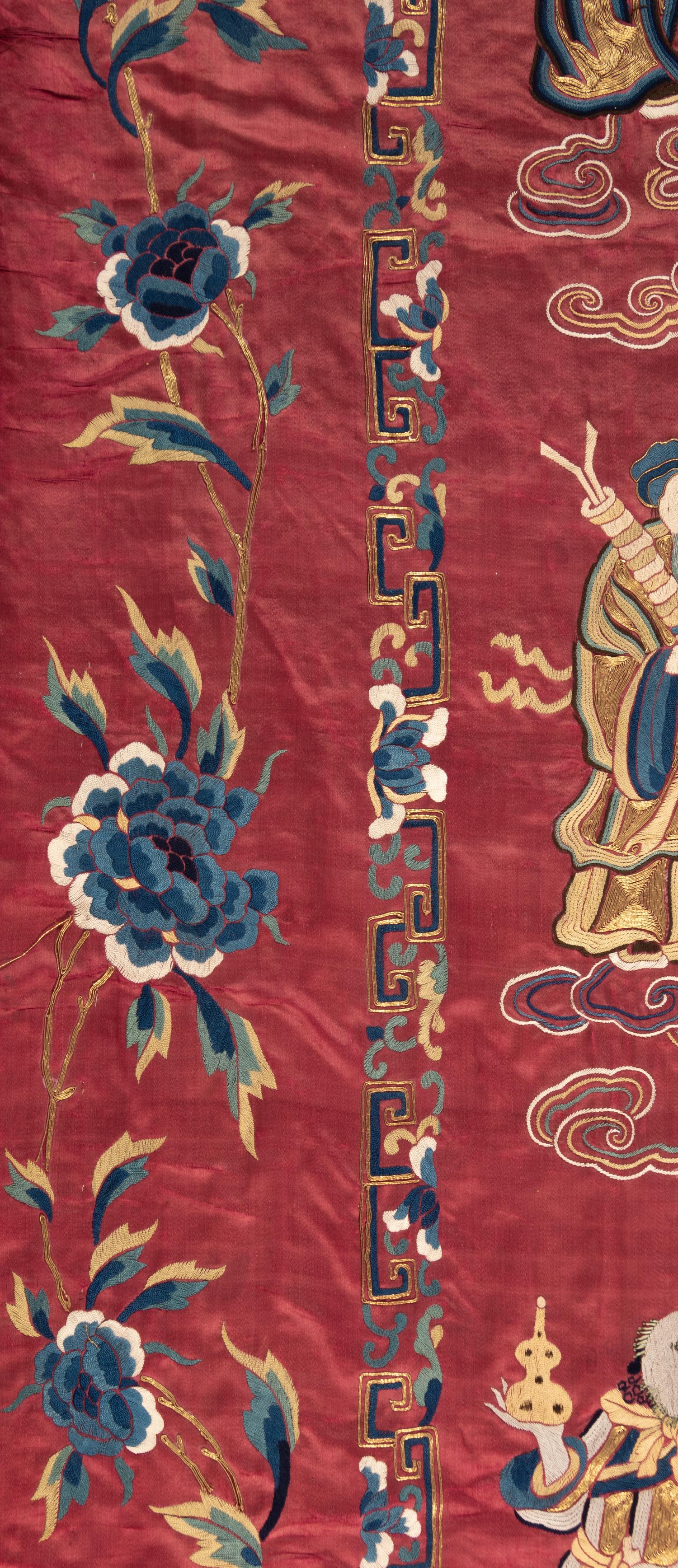 A Large Embroidered Silk 'Birthday' Panel