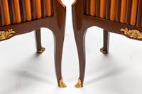 A Pair of Louis XV Style Gilt Bronze Mounted Parquetry Side Tables