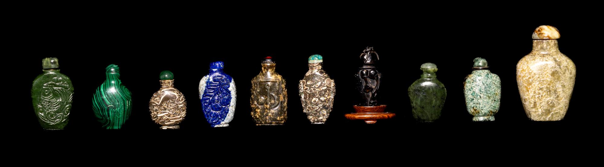 10 Chinese Hardstone Snuff Bottles