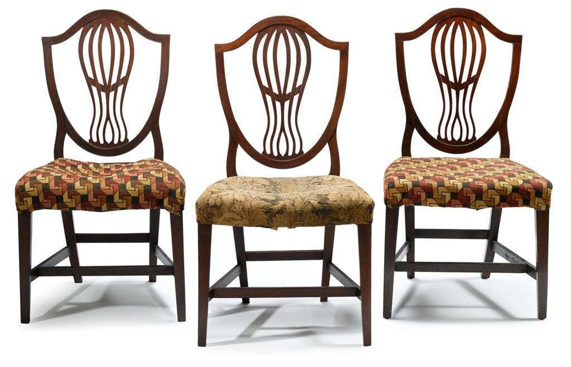 Three Federal mahogany side chairs probably baltimore, md, circa 1800