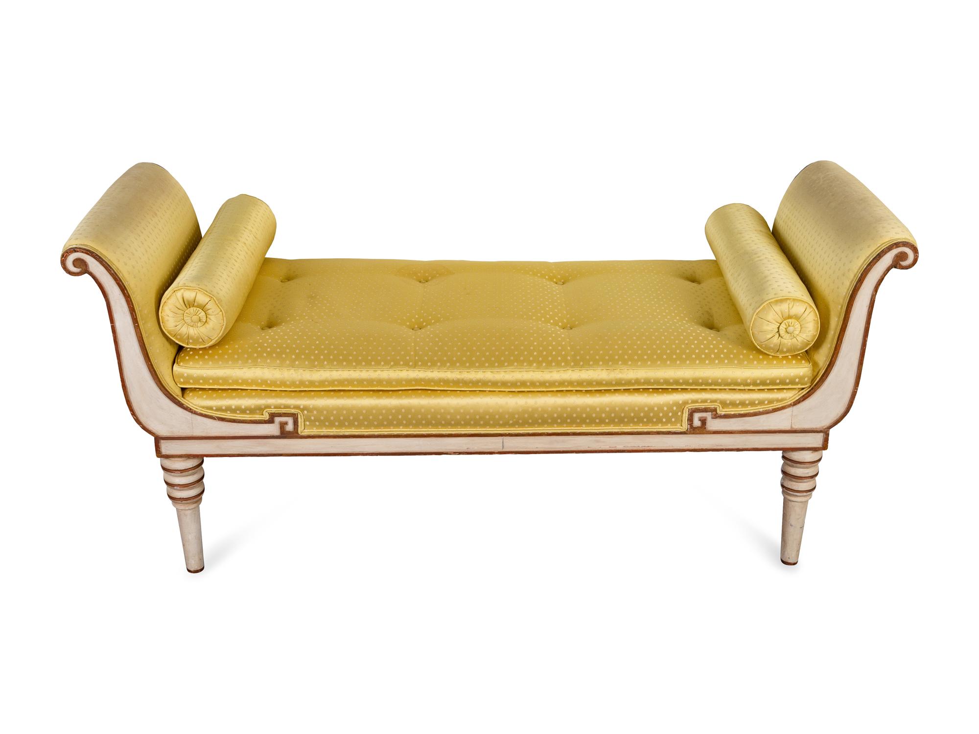 A Neoclassical Style Parcel-Gilt and Painted Window Seat — 19TH CENTURY