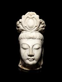 A Chinese White Marble Head of Guanyin