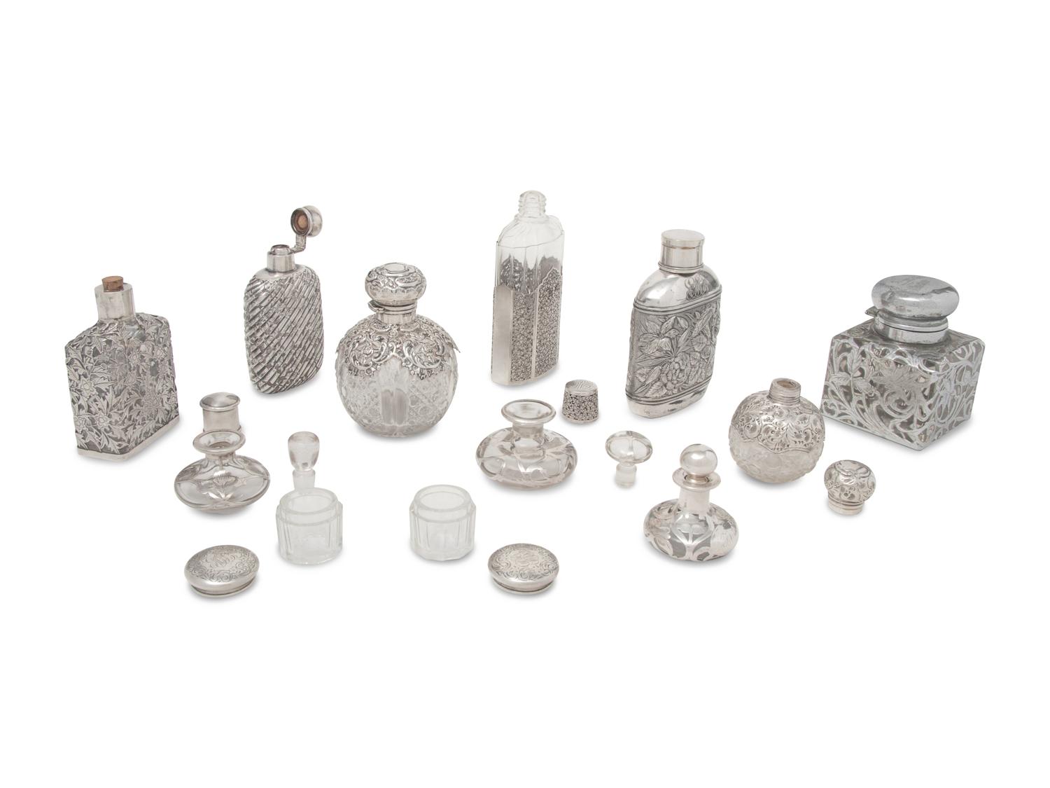A Collection of Eleven Silver-Mounted Cut Glass Articles