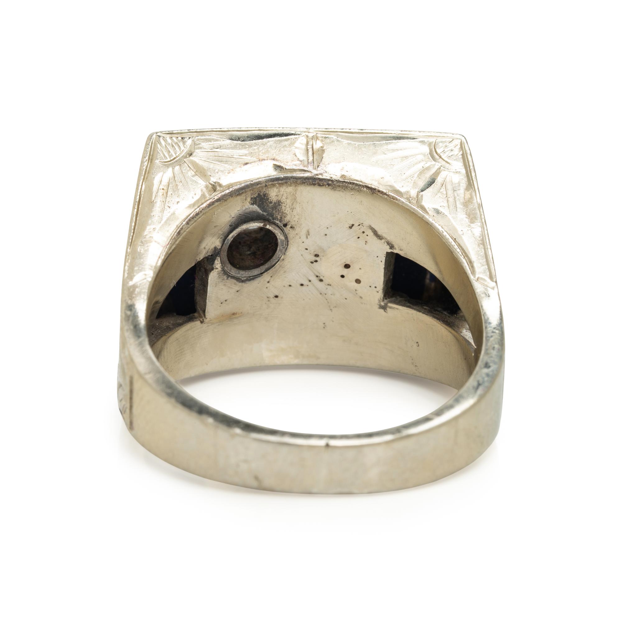 Lapis Lazuli, Diamond, and White Gold Ring