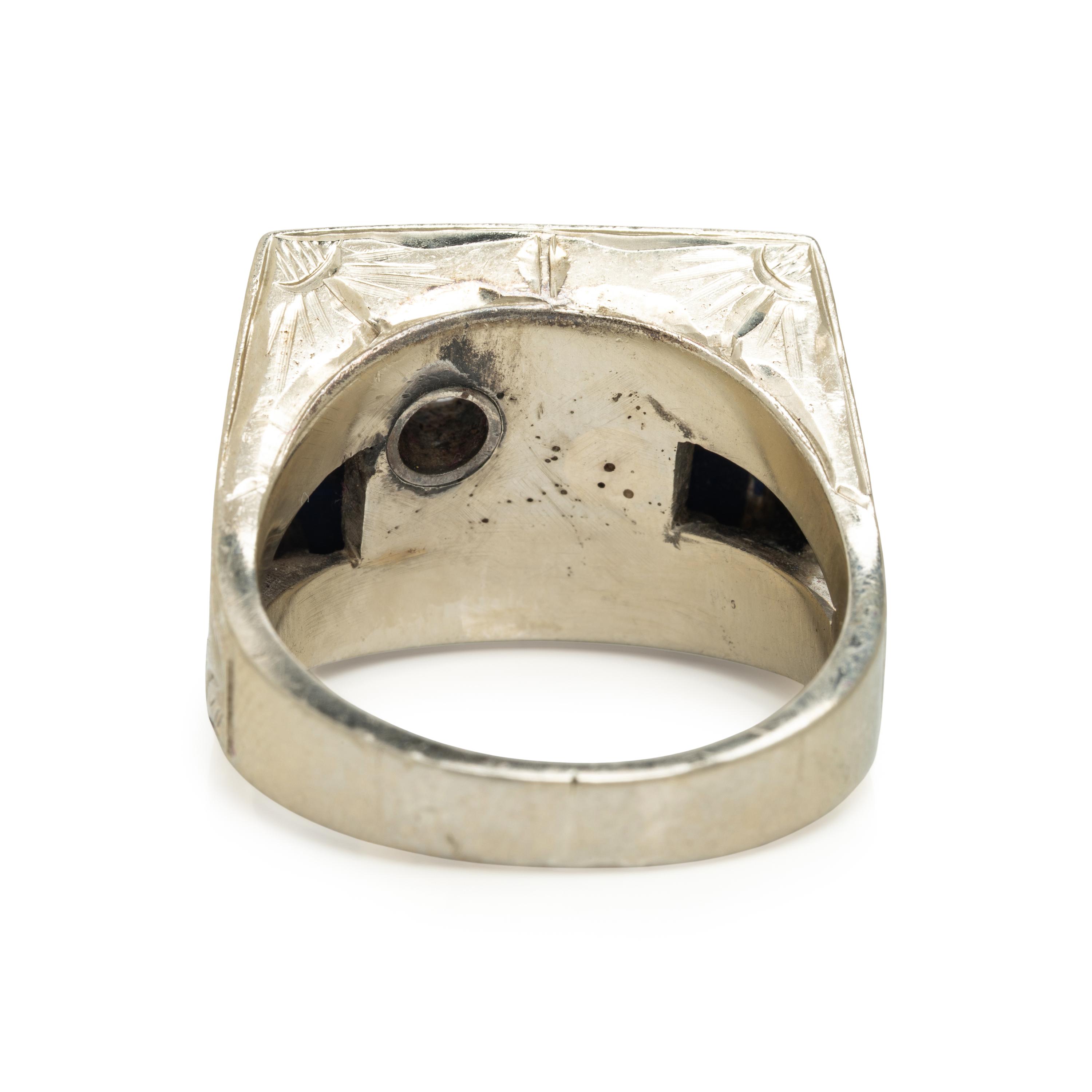 Lapis Lazuli, Diamond, and White Gold Ring
