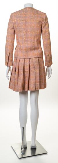 A Chanel Creations Dusty Rose Wool Skirt Ensemble, Size 4.