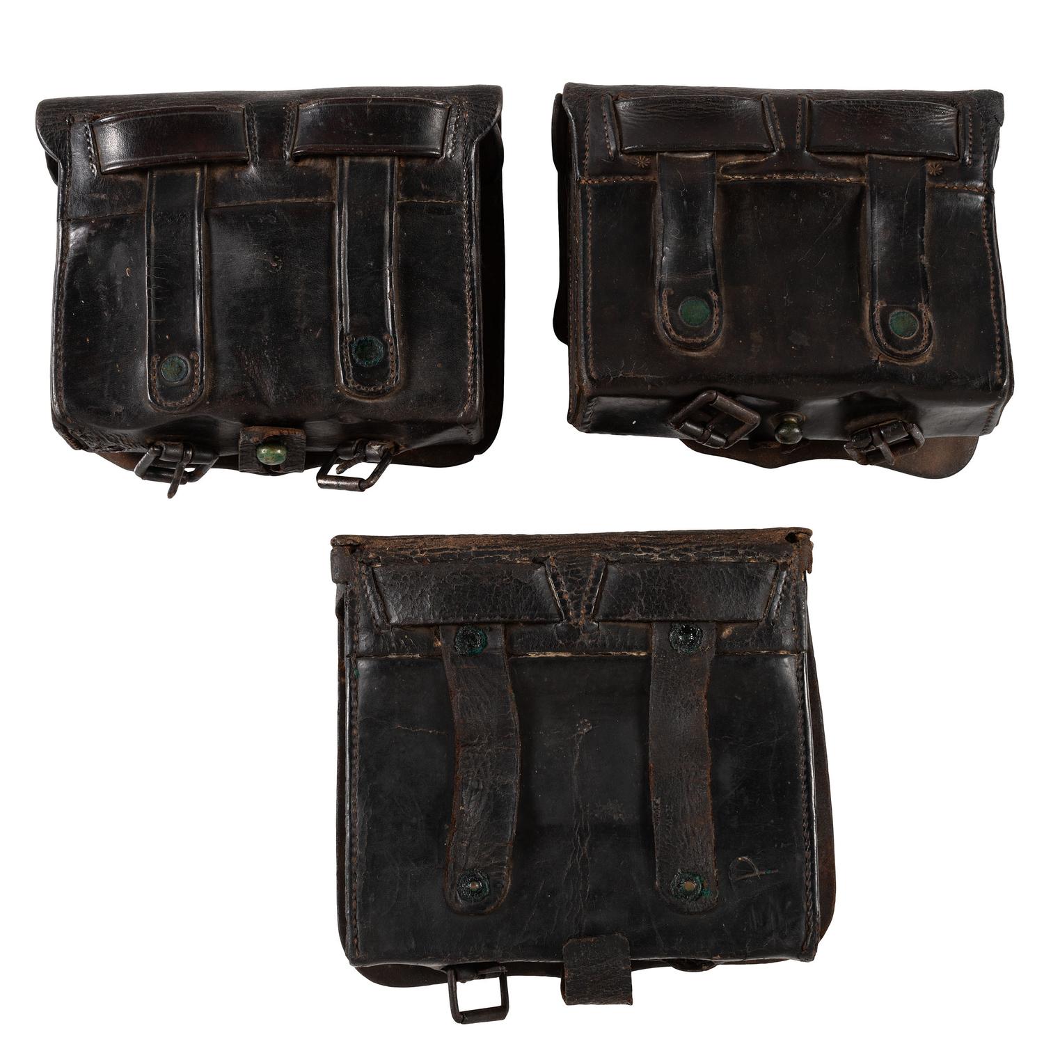 Lot of Three U.S. Pattern 1861 Cartridge Boxes (Two with Plates)