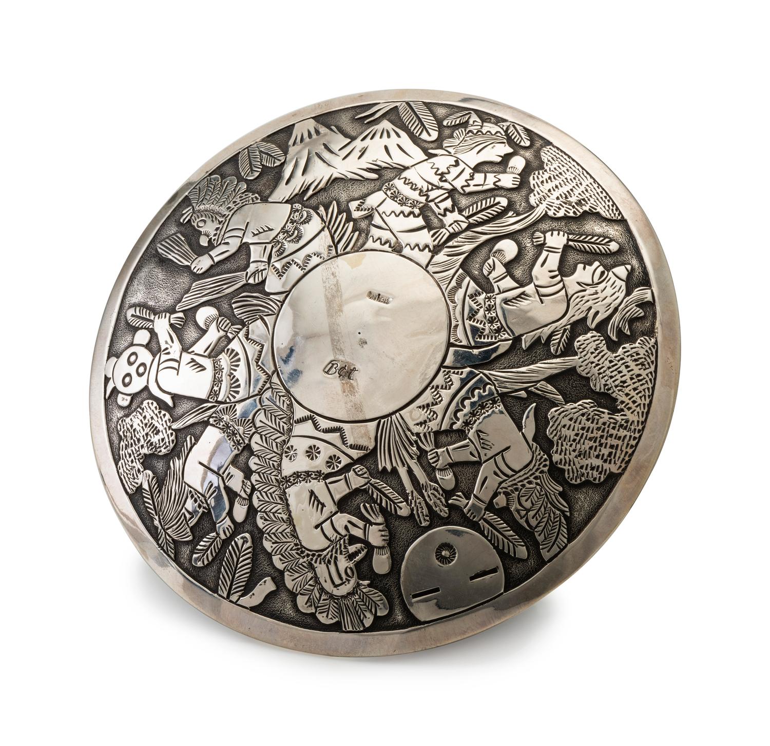 Sterling Silver Jar, with Eagle Dancer and Katsina Design