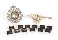 Two Tea Strainers and Twelve Japanese Place Card Holders — 19TH/20TH CENTURY