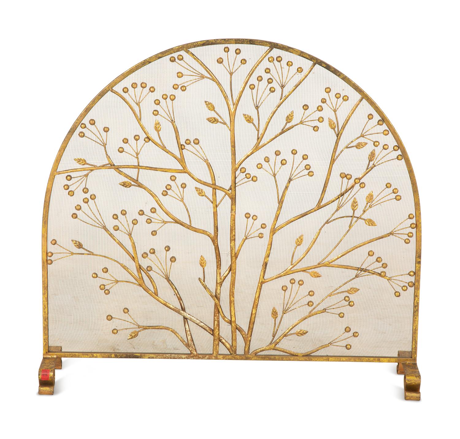 A Gilt Metal Fire Screen with Berried Branches — 20th Century
