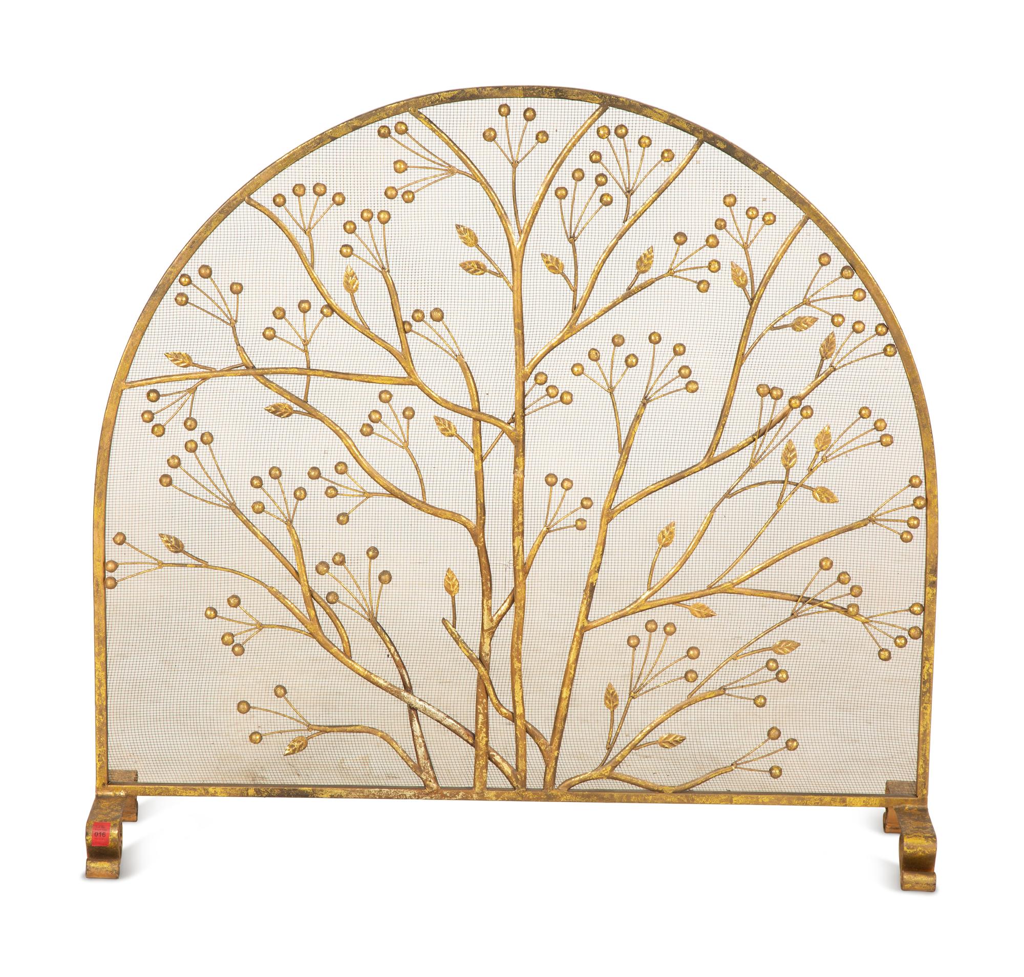 A Gilt Metal Fire Screen with Berried Branches — 20th Century