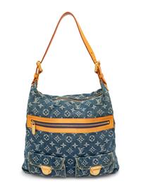 LOUIS VUITTON, DENIM MONOGRAM BAGGY SHOULDER BAG