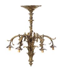 A Louis XV Style Gilt Bronze Six-Light Chandelier, Height 25 x diameter 22 inches.