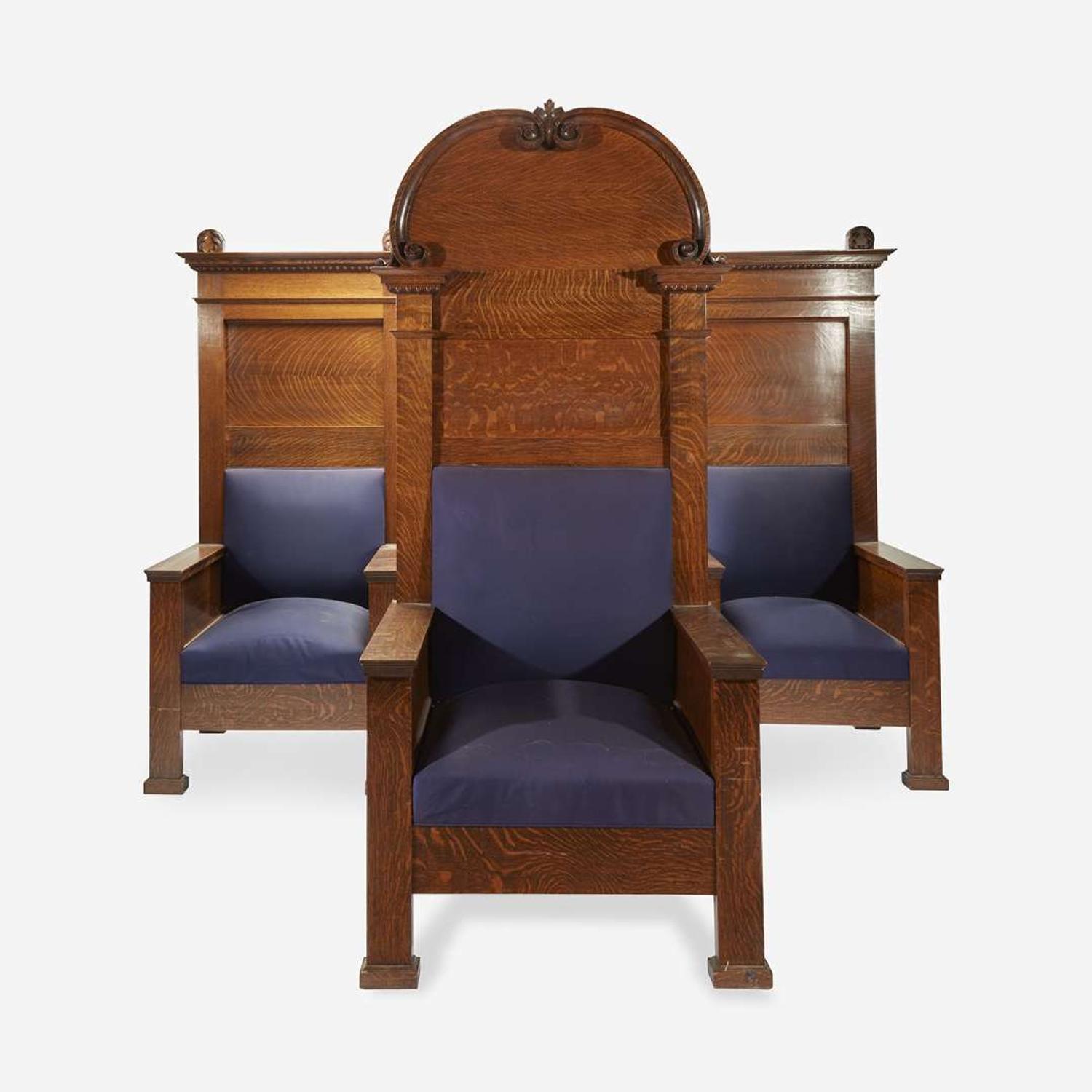 Three Large Oak Hall Chairs Early 20th century
