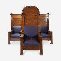Three Large Oak Hall Chairs Early 20th century
