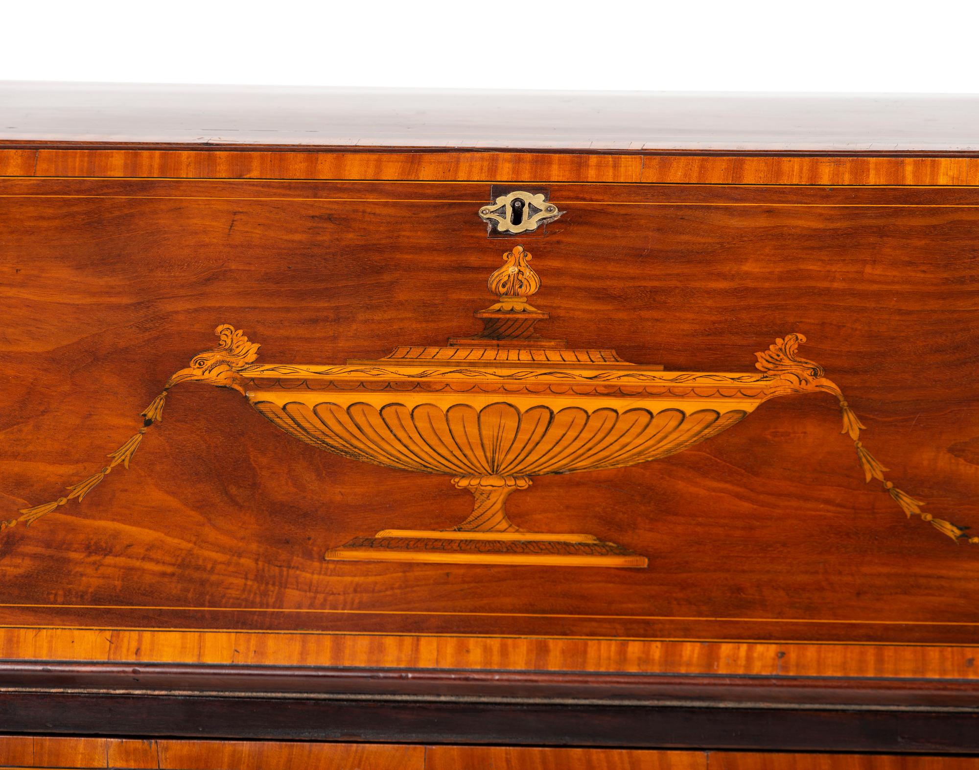 A George III Style Mahogany Urn Inlaid Slant Front Desk
