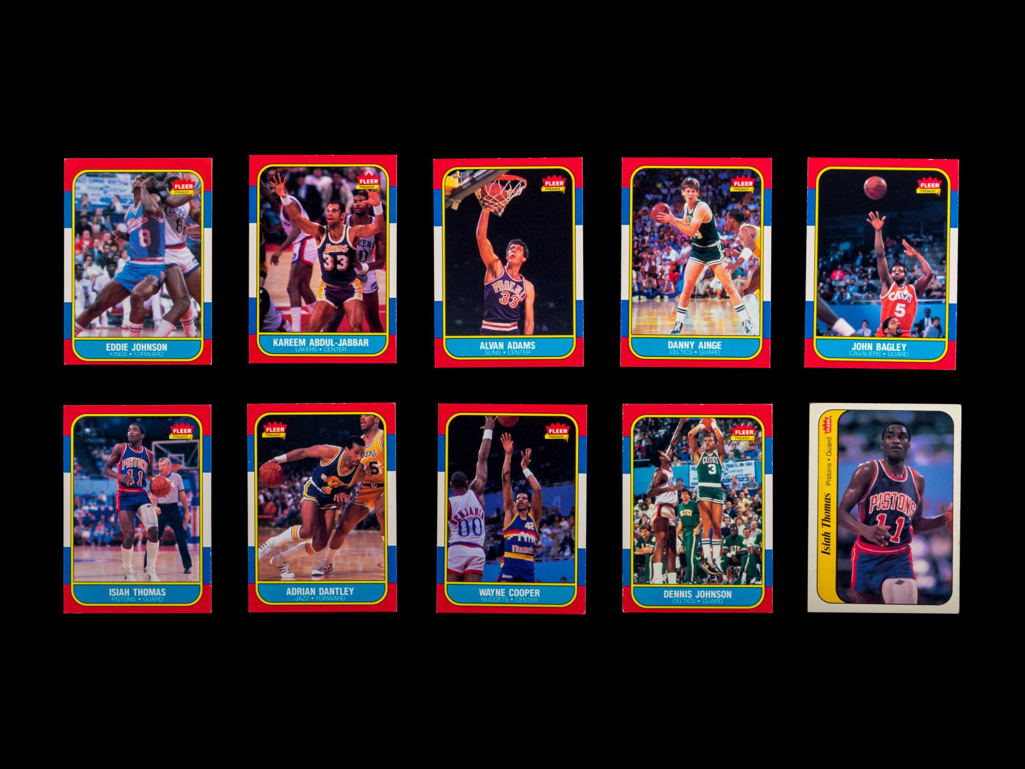 A Group of 49 1986 Fleer Basketball Cards, Including Multiple Rookies, Hall of Famers and Stars,