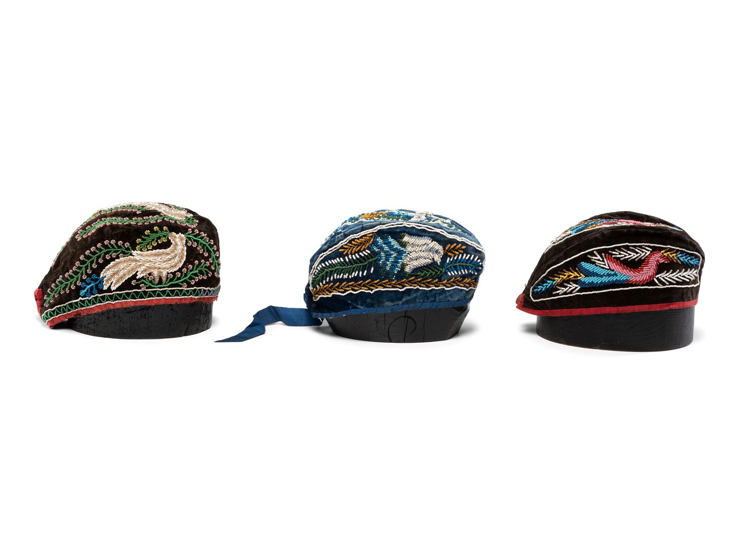 Northeastern Beaded Glengarry Caps, with Birds