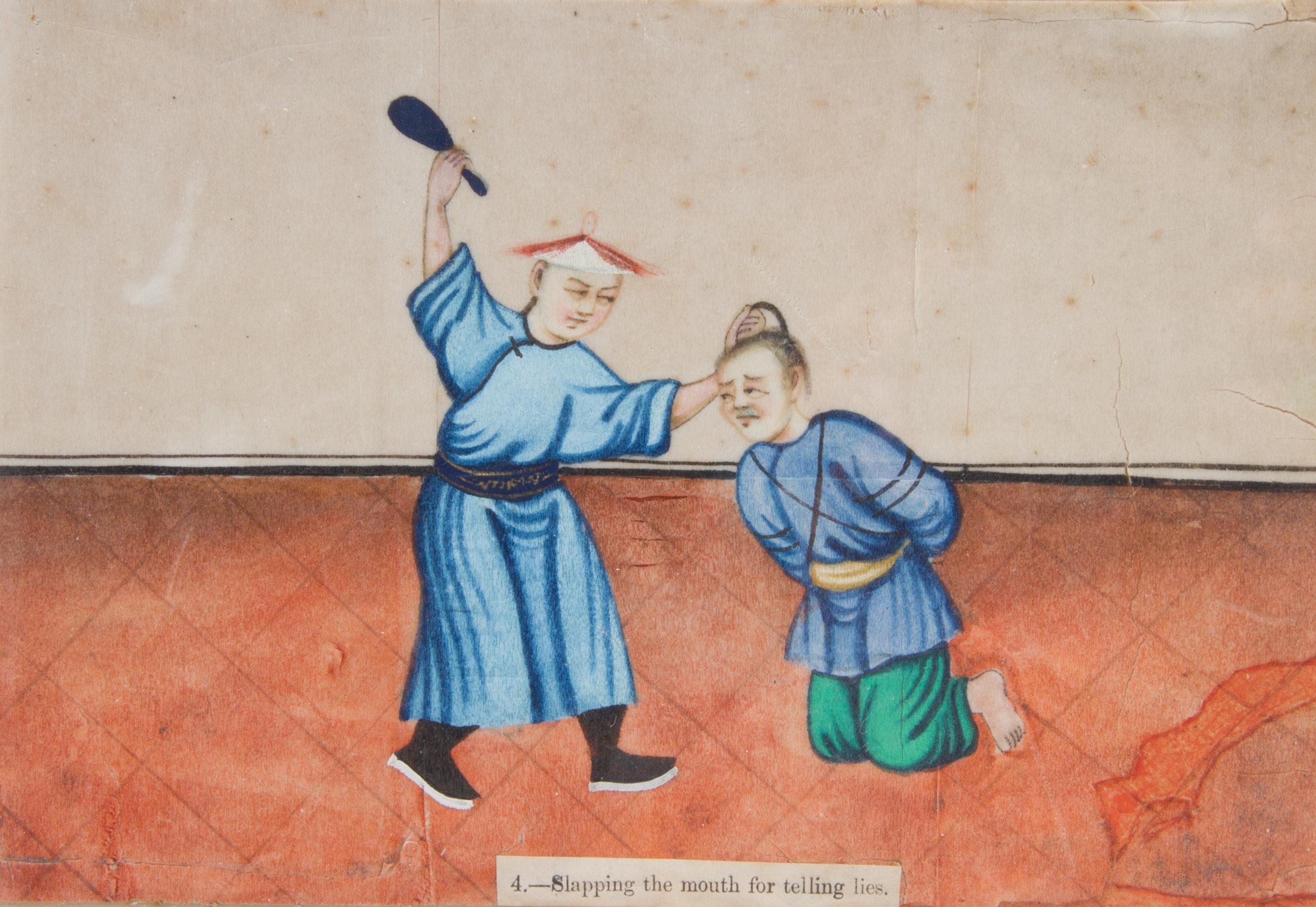 A Set of Eight Chinese Pith Paintings 19TH CENTURY Height of average image 5 1/2 x width 8 1/2 inches. — 19TH CENTURY