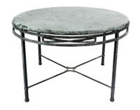 A Baroque Style Cast-Iron and Marble Center Table Height 30 x diameter 46 inches.