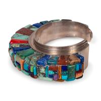 Sterling Silver and Cobblestone Inlay Cuff Bracelet