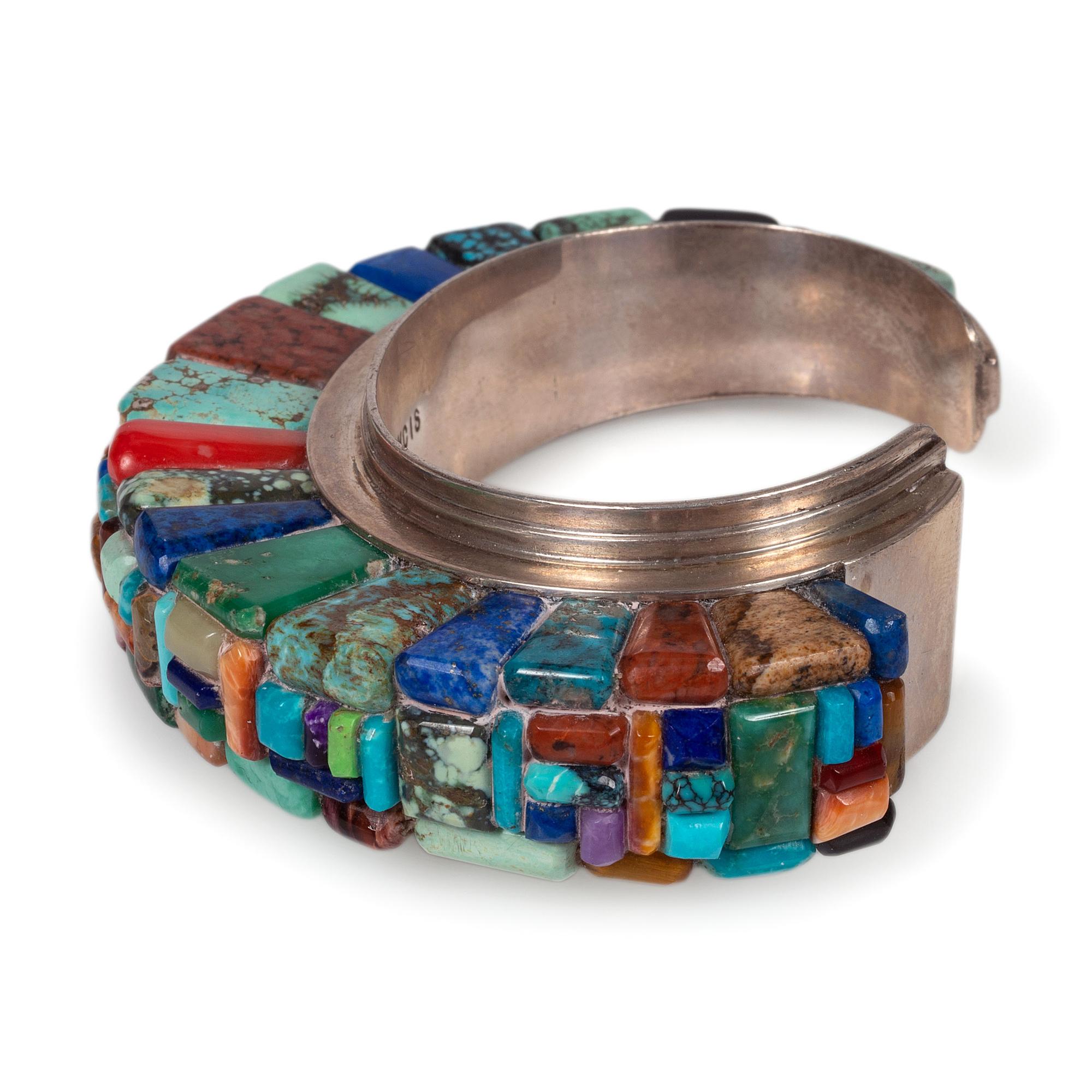 Sterling Silver and Cobblestone Inlay Cuff Bracelet