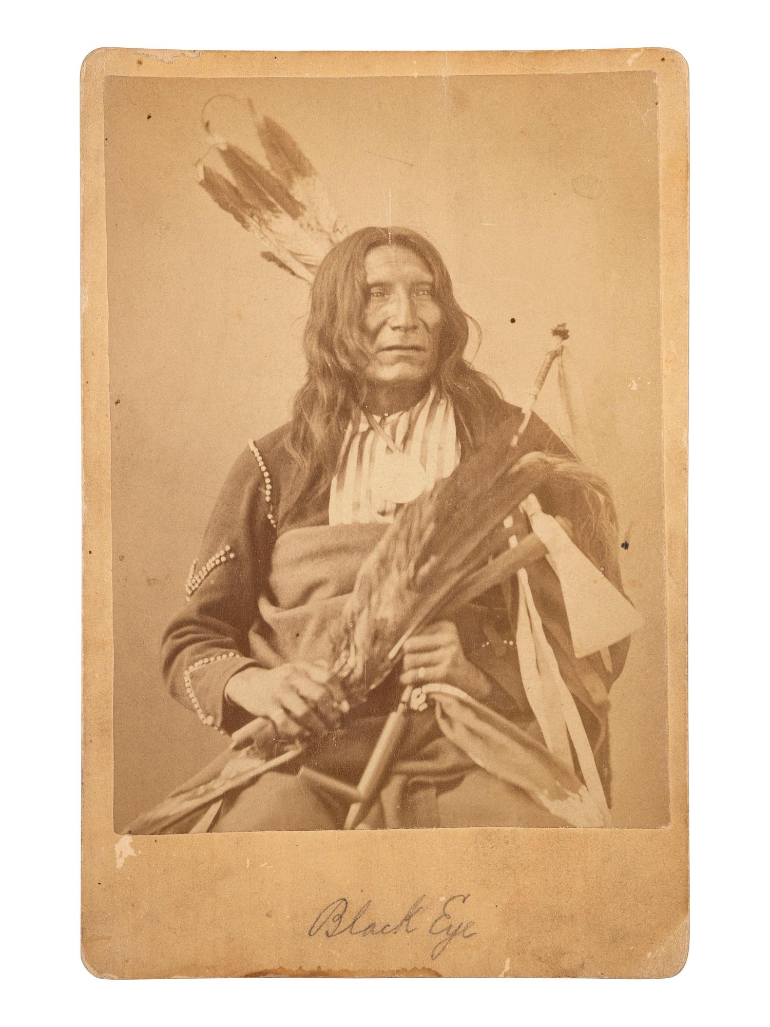 [NATIVE AMERICANS]. GARDNER, Alexander (1821-1882), photographer. Cabinet card of Black Eye, Sans Arc Sioux. Washington, DC, ca 1872.
