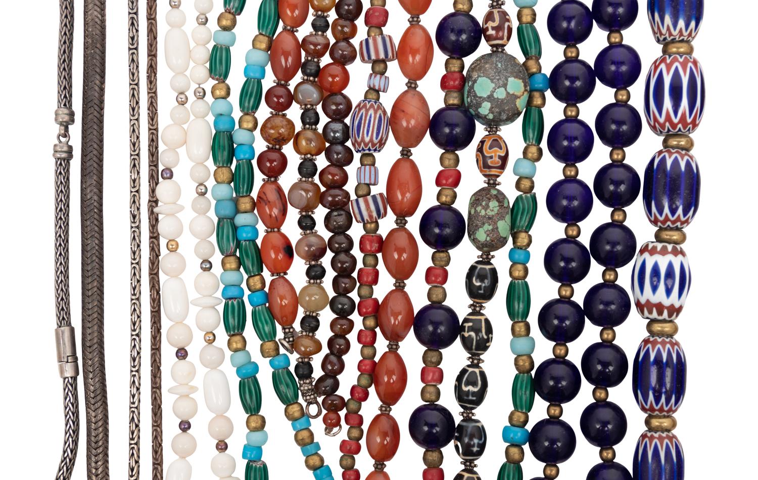 A Group of Thirteen Necklaces and Three Bracelets