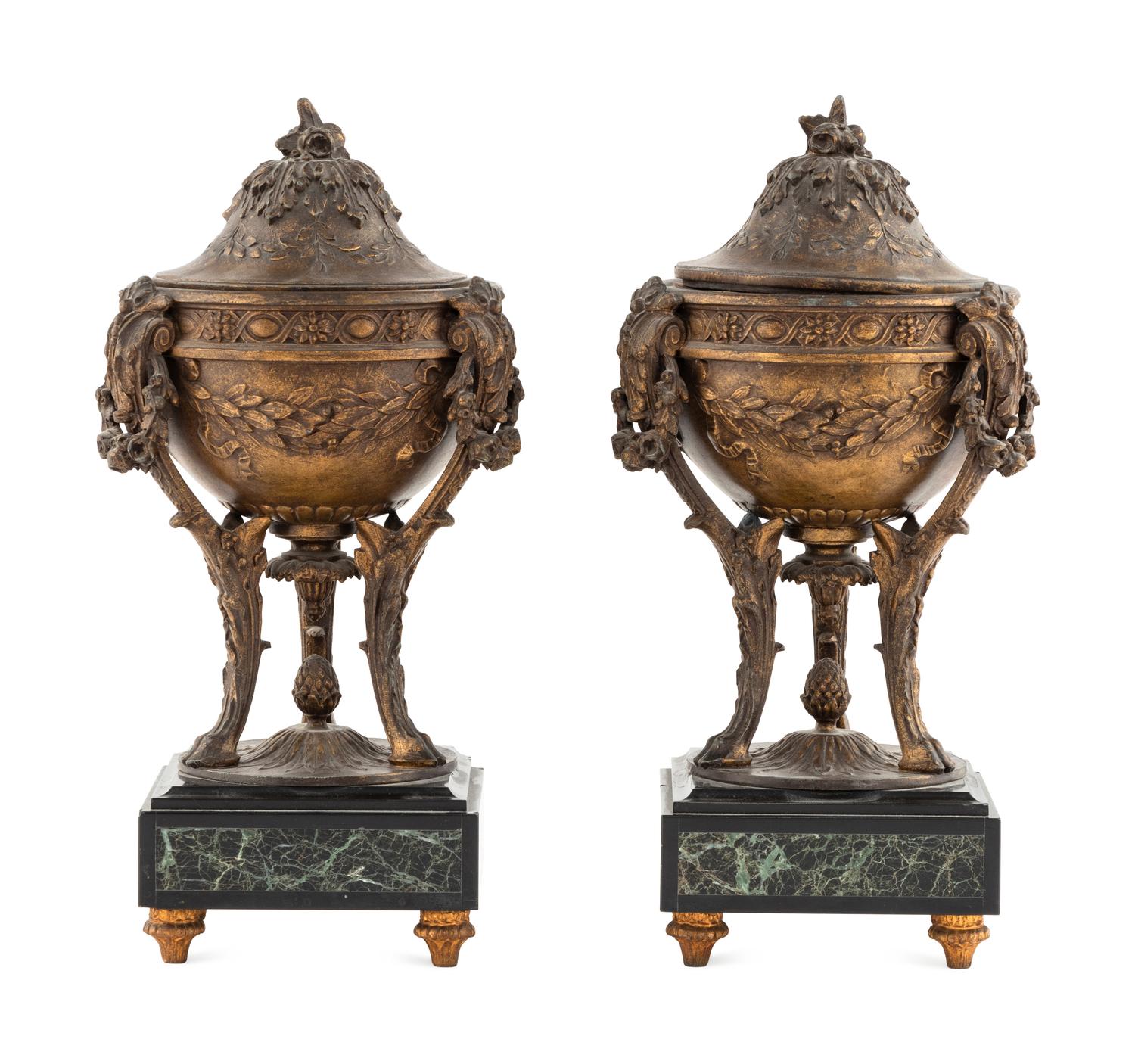 A Pair of French Cast Metal Cassolettes