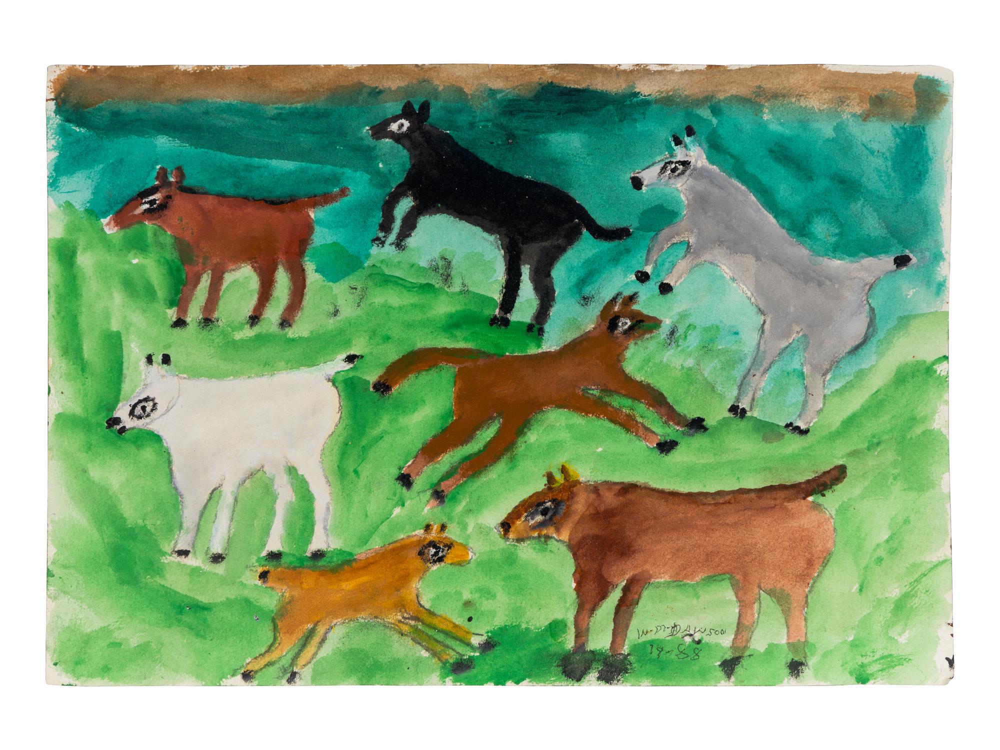 Untitled (Horses) , 1988, Untitled (Birds) , 1989, Untitled (Heads) , 1989 and Untitled (Portrait) , 1988 (four works)