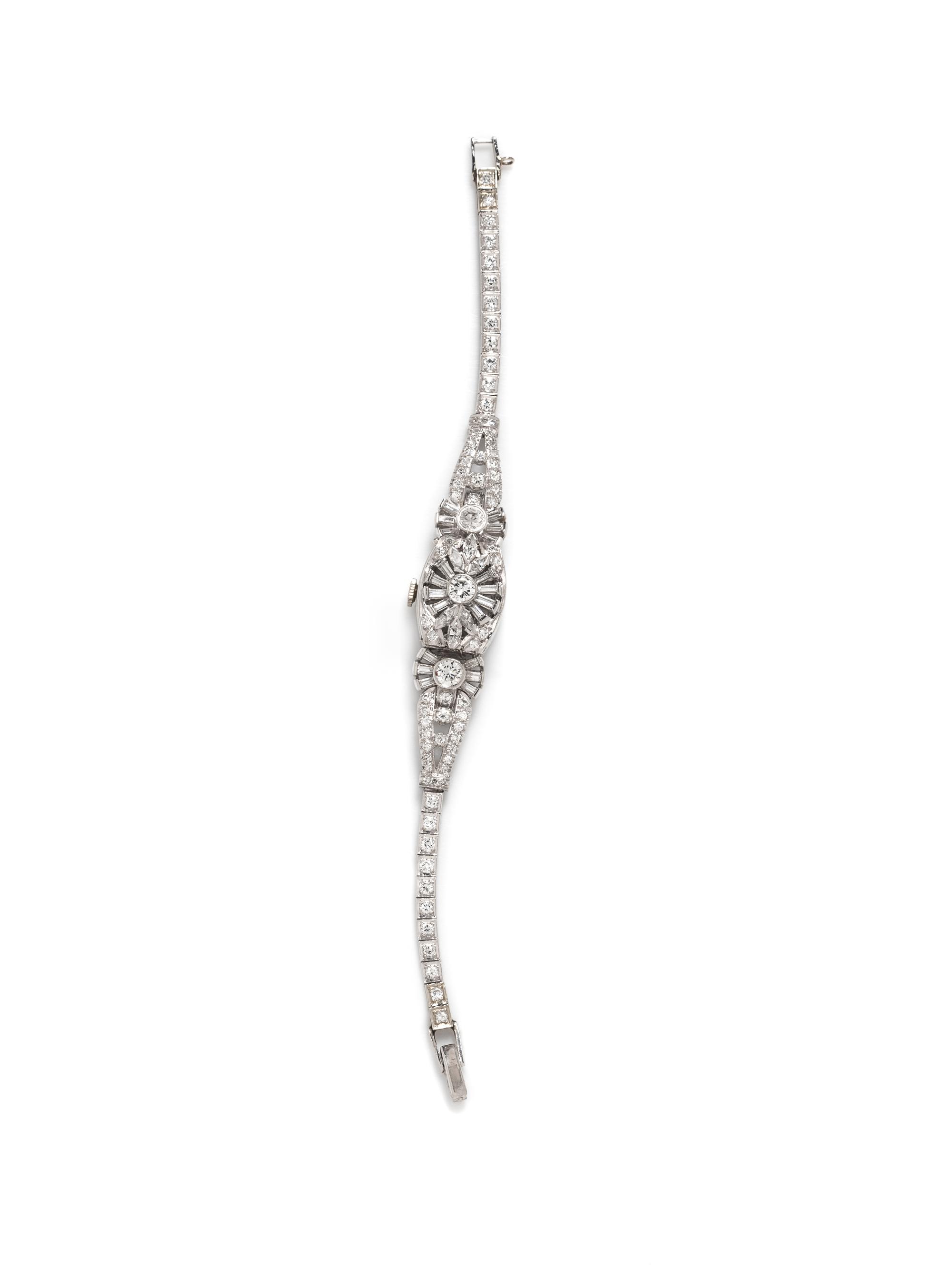 A Platinum and Diamond Surprise Wristwatch, Hamilton,