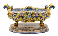 A Large Spanish Majolica Cistern Width 27 inches.