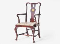 A Queen Anne style carved mahogany armchair associated with Queen Victoria, late 19th century