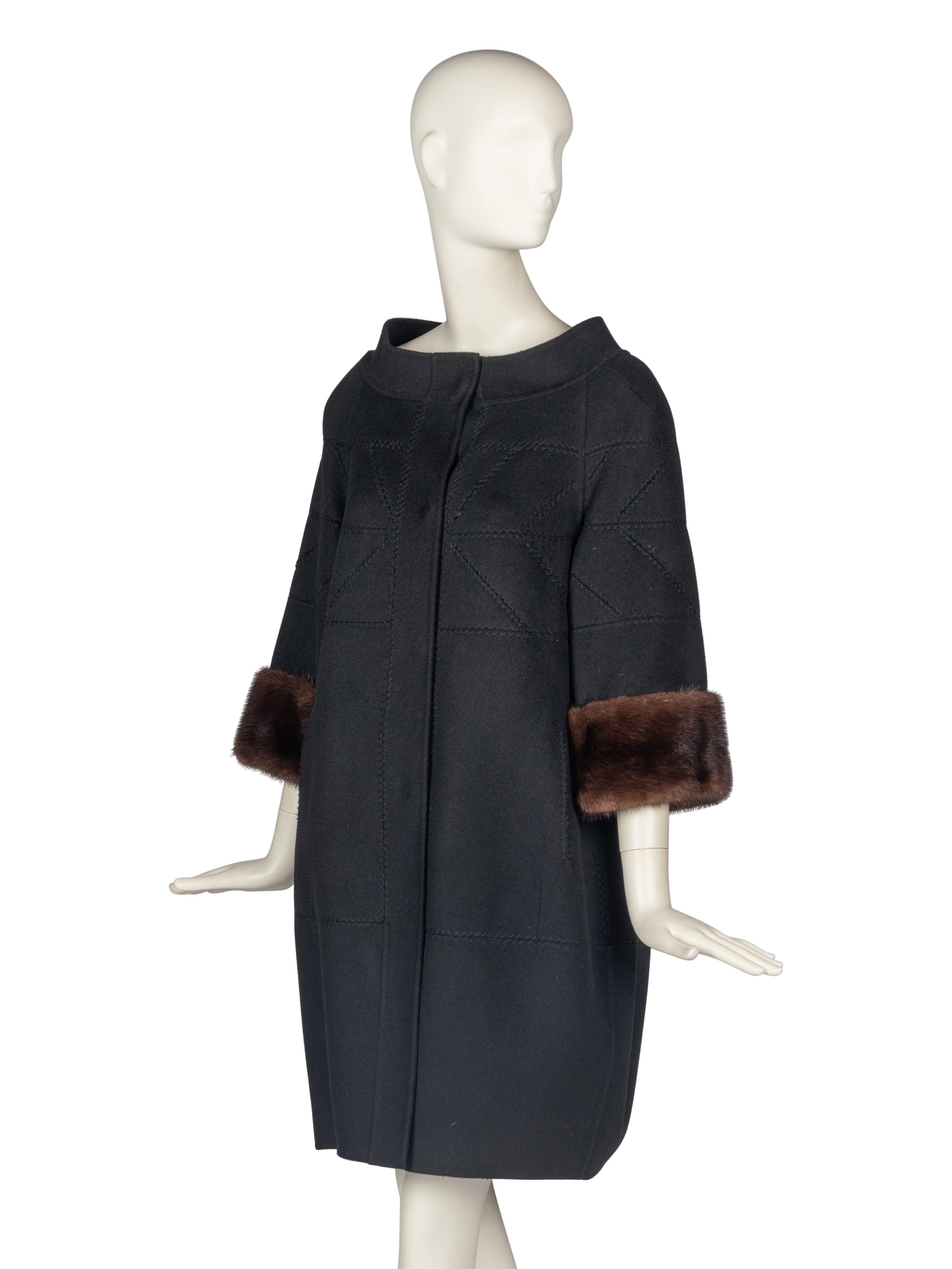 J. Mendel Wool Coat With Mink Trim