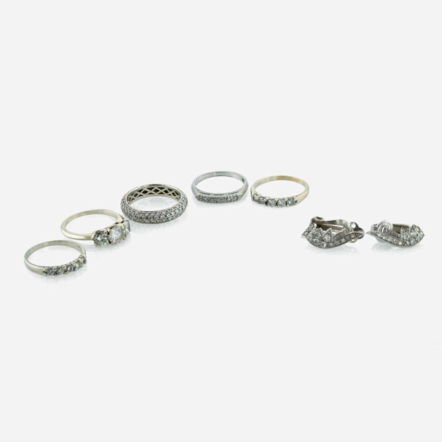 A Collection of White Metal and Diamond Jewelry