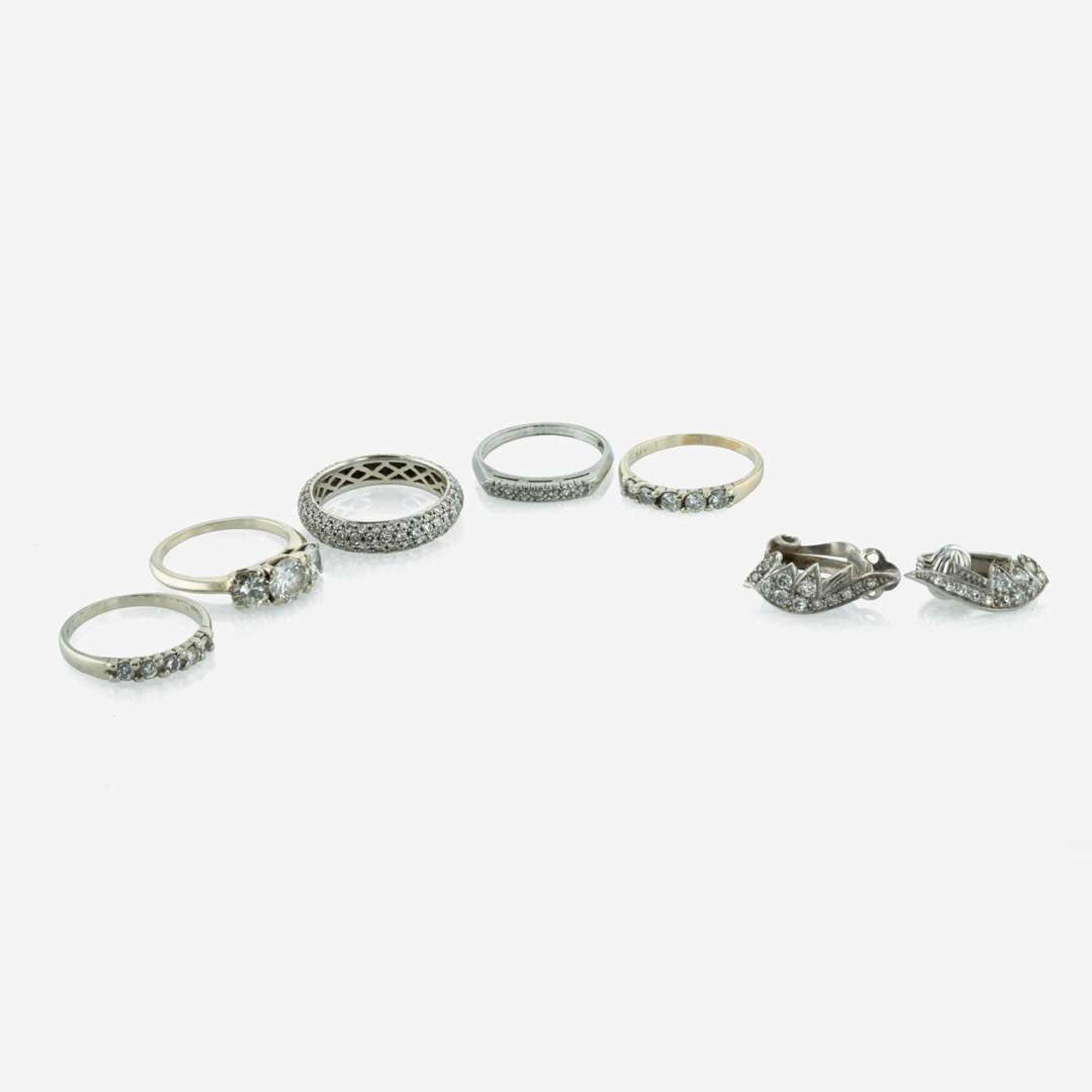 A Collection of White Metal and Diamond Jewelry