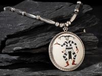 Reversible Silver and Mosaic Inlay Necklace, with a Mudhead and Koshare