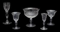 A Collection of Hawkes Crystal Wheel Cut Stemware Height of tallest 7 3/8 inches.