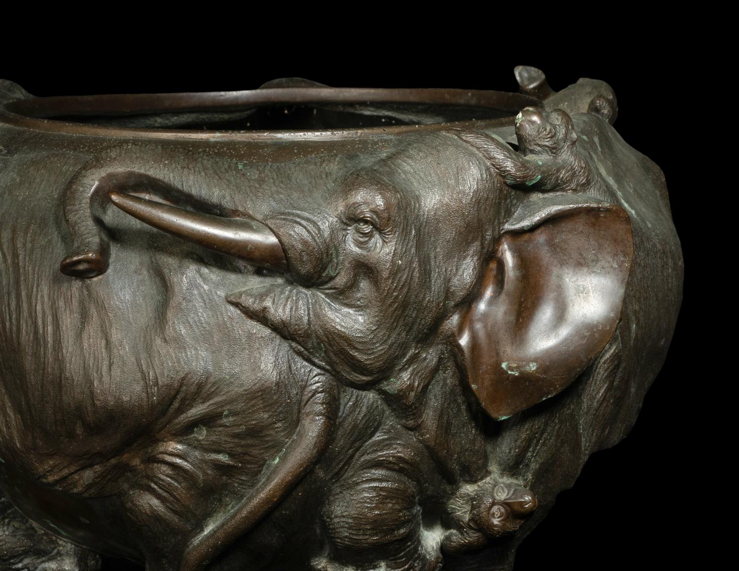 A Large Bronze 'Elephant' Jardinière
