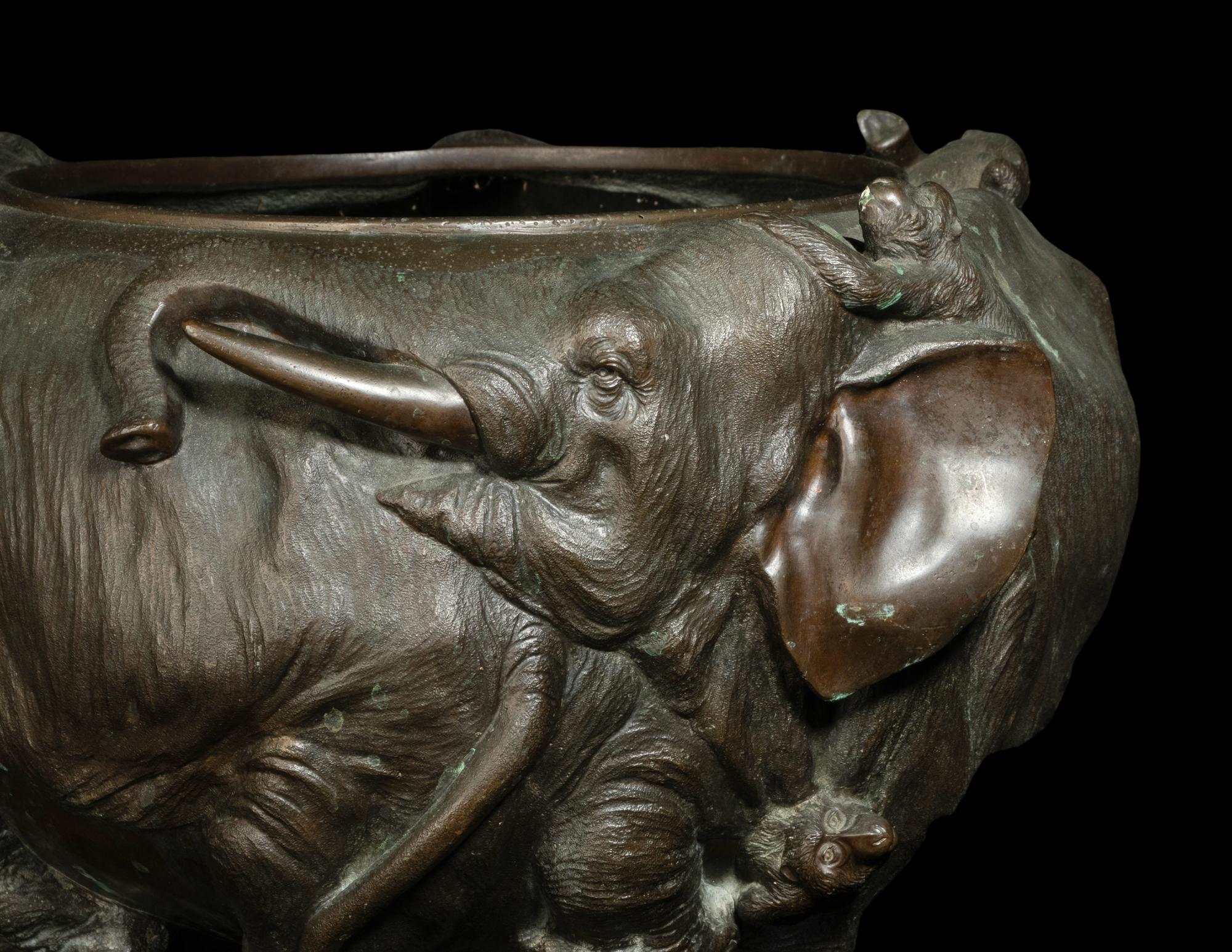 A Large Bronze 'Elephant' Jardinière