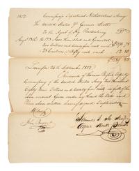 [KENTUCKY]. Receipt indicating payment from the Commissary's Department Northwestern Army to the Agent of the Kentucky Penitentiary, 1812.