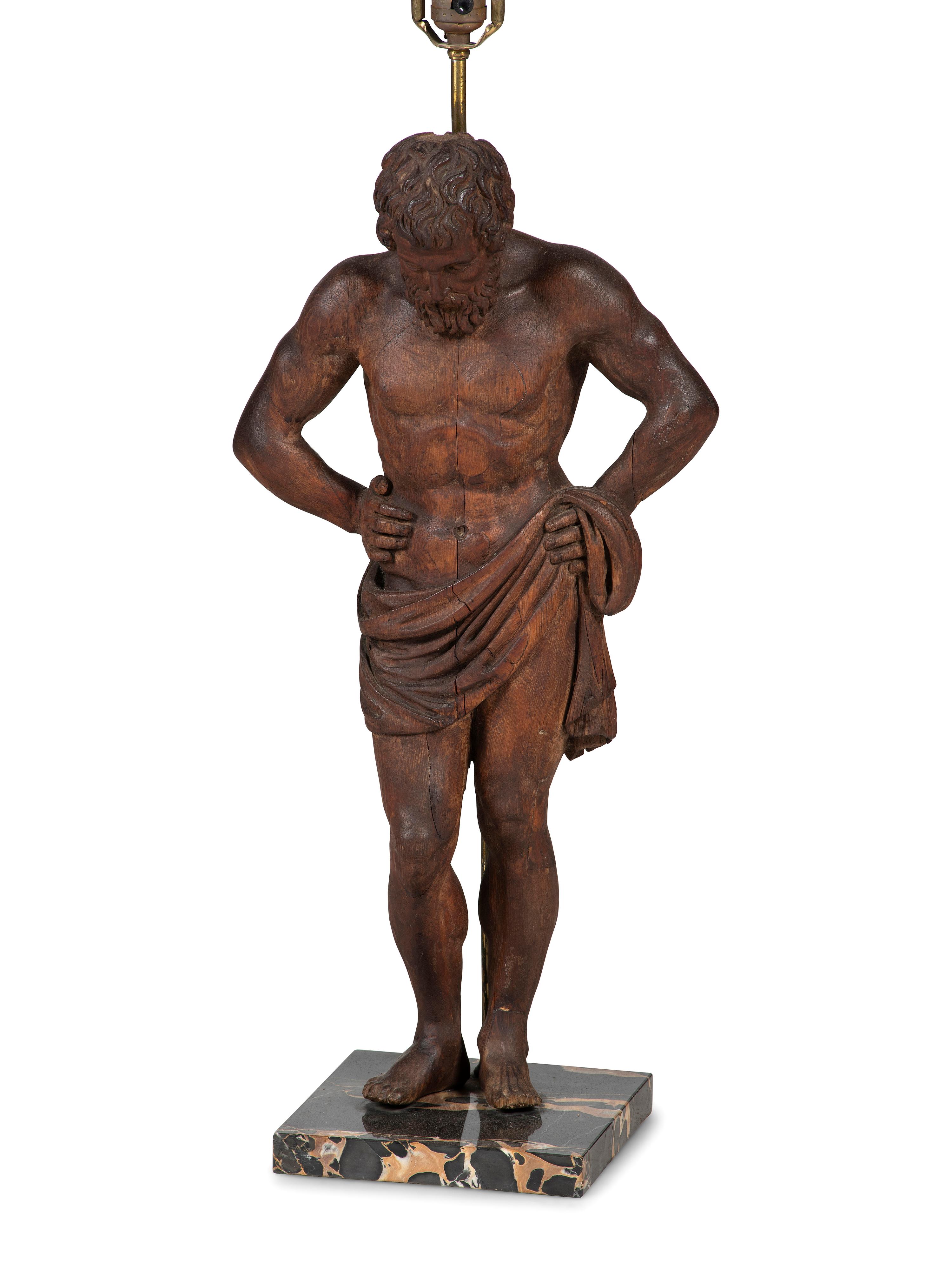 A Pair of Carved Pine Figures of Classical Men