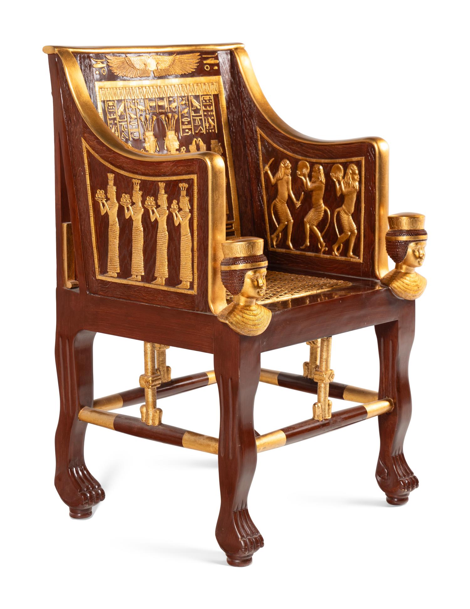 An Egyptian Revival Throne Chair