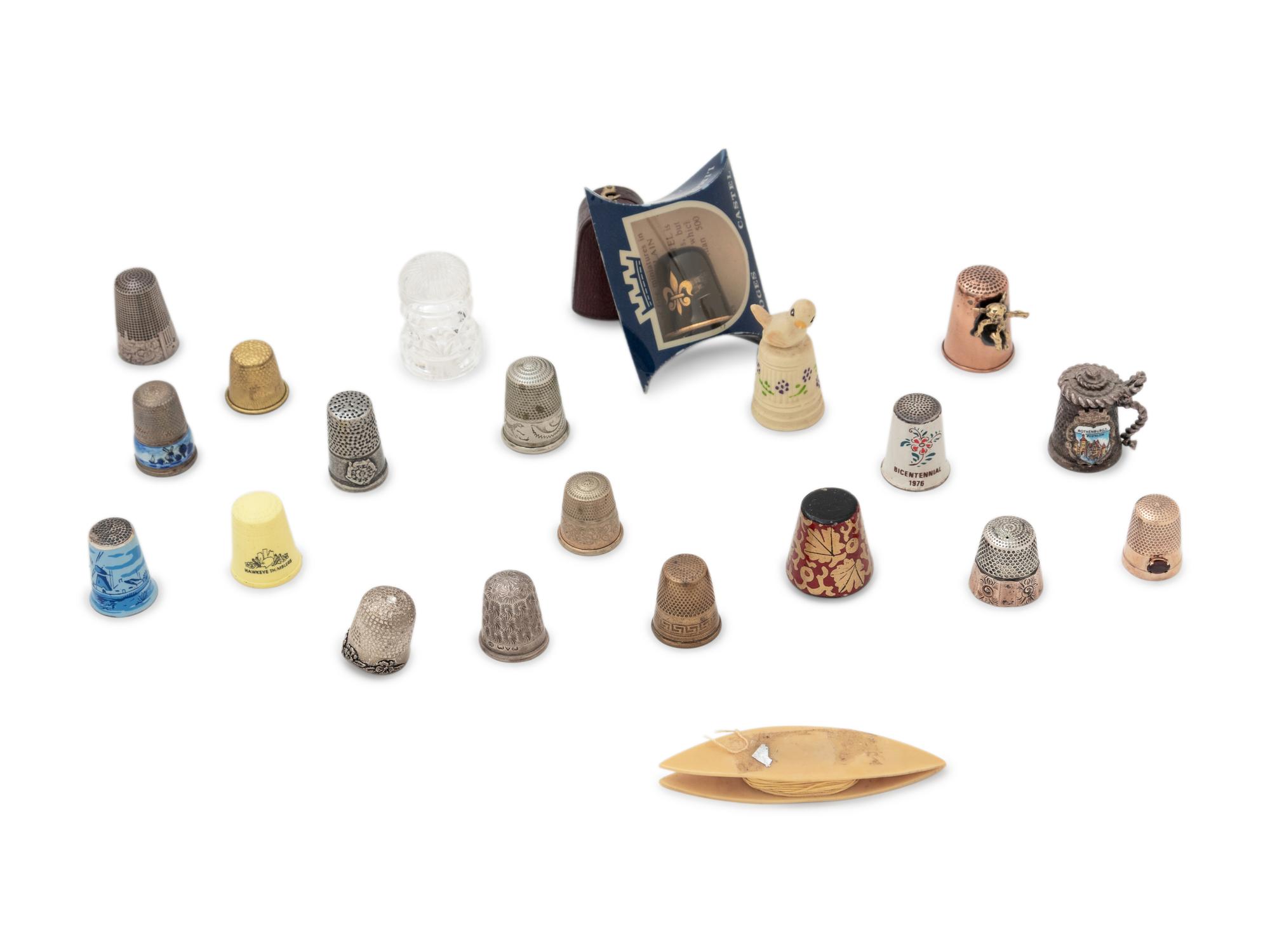 A Collection of Thimbles and a Tatting Shuttle