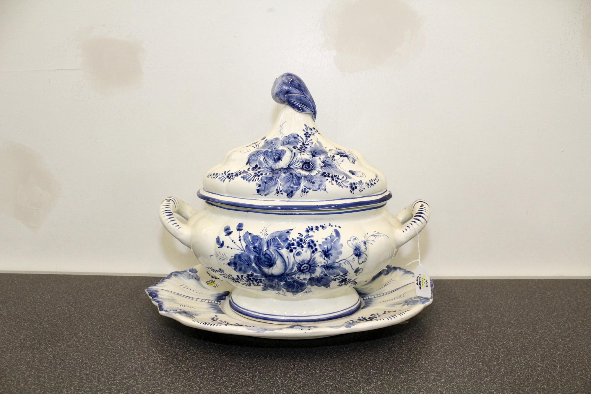 An Italian Ceramic Tureen. Width 17 inches.