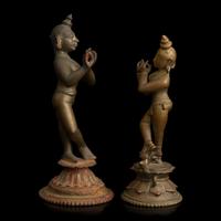 Two Indian Brass Alloy Figures of Krishna Venugopala, Orissa or Bengal, 18th/19th Century