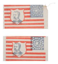 [FLAGS-POLITICS]. A group of two 36-star parade flags for James G. Blaine. Ca 1884.