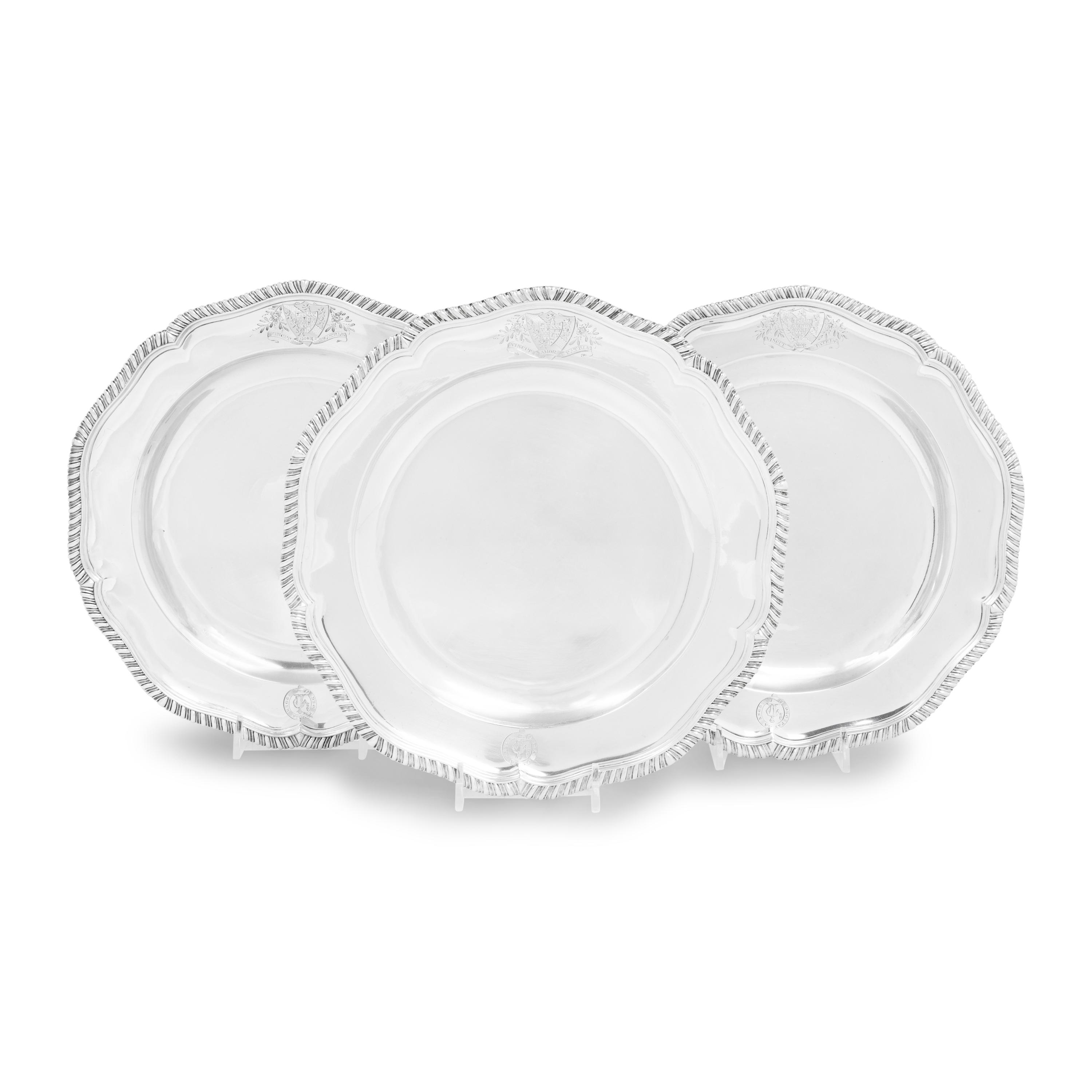 A Group of Three George III Silver Dinner Plates